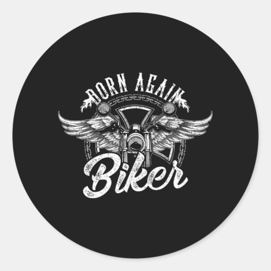 Born Again motorfiets Christelijk Jesus Ronde Sticker (Voorkant)