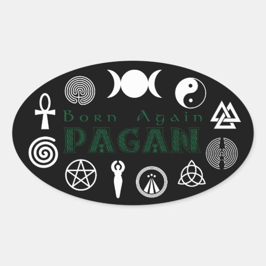 Born Again Pagan Ovale Sticker (Voorkant)