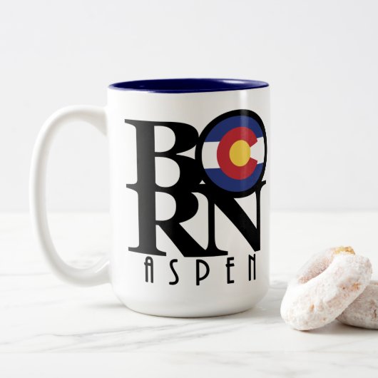 BORN aspen Colorado 15oz Tweekleurige Koffiemok (Met donut)