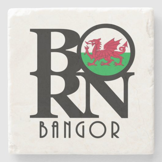 BORN Bangor Wales Stenen Onderzetter (Voorkant)