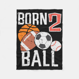 Born Basketball Football 2nd Birthday Toddler Boy  Fleece Deken