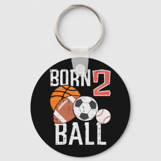 Born Basketball Football 2nd Birthday Toddler Boy  Sleutelhanger