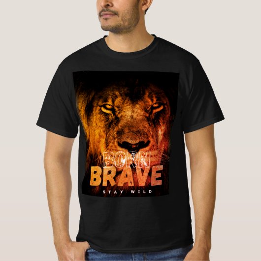 Born Brave Lion T-shirt ontwerp (Voorkant)