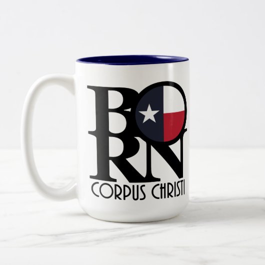 BORN Corpus Christi Texas 15oz Tweekleurige Koffiemok (Links)