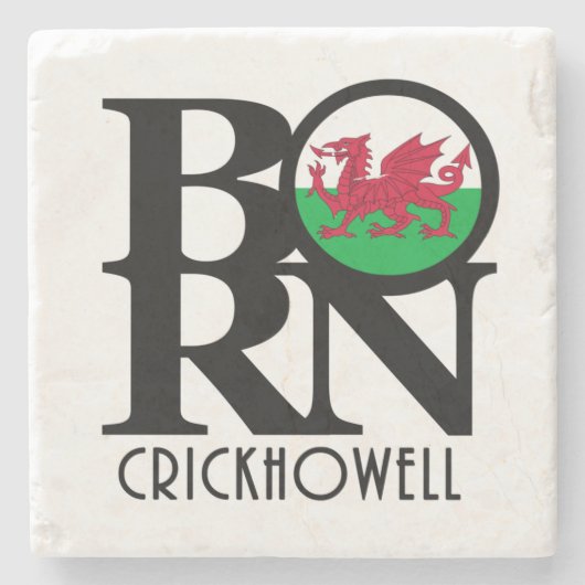 BORN Crickhowell Wales Stenen Onderzetter (Voorkant)