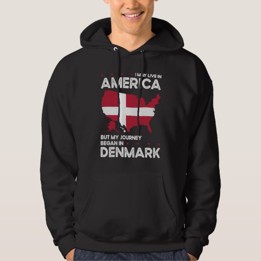 Born Danish Denmark American USA Citizenship Hoodie (Voorkant)
