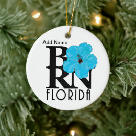 BORN Florida Blue Hibiscus Custom Keramisch Ornament