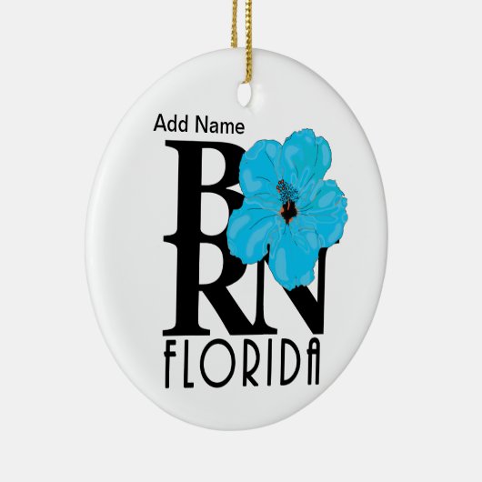 BORN Florida Blue Hibiscus Custom Keramisch Ornament (Rechts)