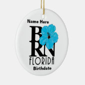 BORN Florida Blue Hibiscus Keramisch Ornament (Rechts)