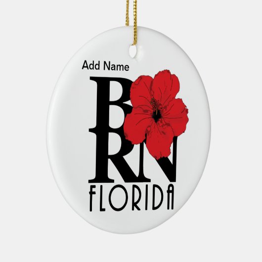 BORN Florida Red Hibiscus Custom Keramisch Ornament (Rechts)