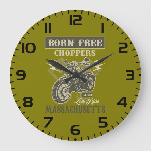 Born Free Choppers Motorcycle Massachusetts Grote Klok (Voorkant)