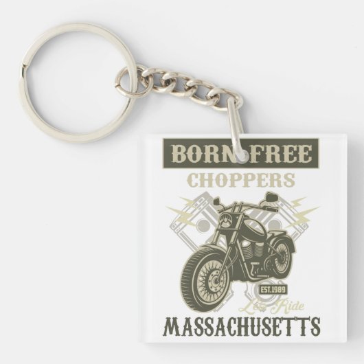 Born Free Choppers Motorcycle Massachusetts Sleutelhanger (Voorkant)