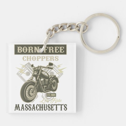 Born Free Choppers Motorcycle Massachusetts Sleutelhanger (Achterkant)
