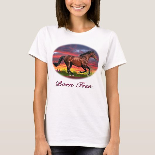 Born free horse art t shirt (Voorkant)
