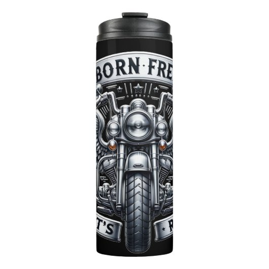 Born Free Let's Ride Motorcycle Embleem Thermosbeker (Voorkant)