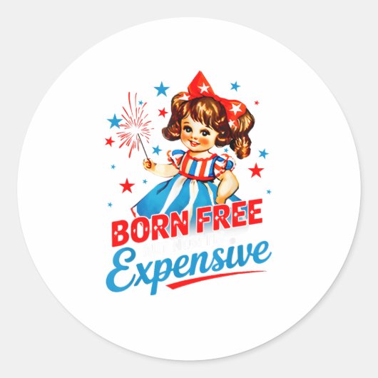 Born Free, maar nu ben ik dure patriottische 4e va Ronde Sticker (Voorkant)