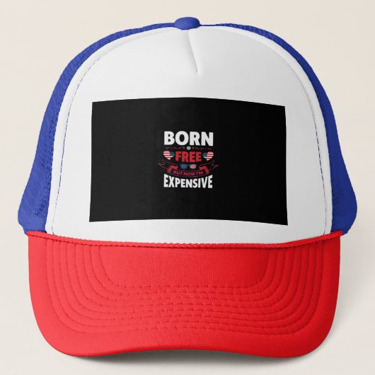 Born Free maar nu ben ik duur - Schattigee meme Trucker Pet (Voorkant)