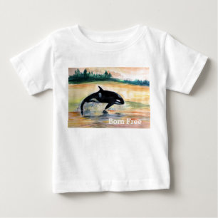 Born Free Whale Baby Fine Jersey T-shirt, wit