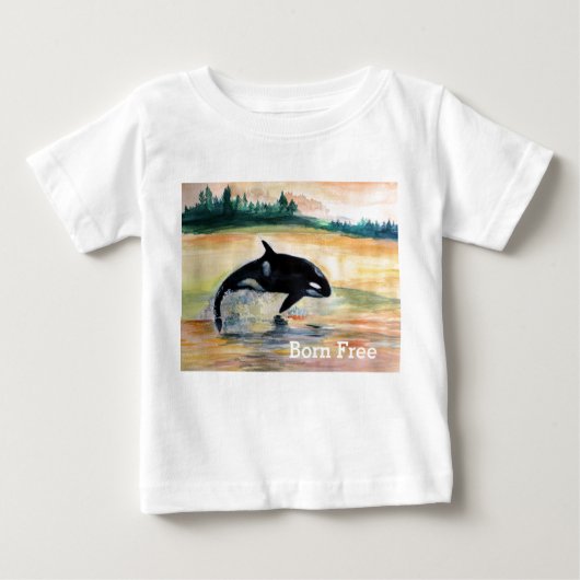 Born Free Whale Baby Fine Jersey T-shirt, wit (Voorkant)