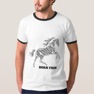 Born Free Wilde Paard Typografie T-Shirt