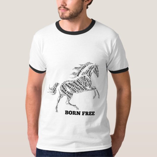 Born Free Wilde Paard Typografie T-Shirt (Voorkant)