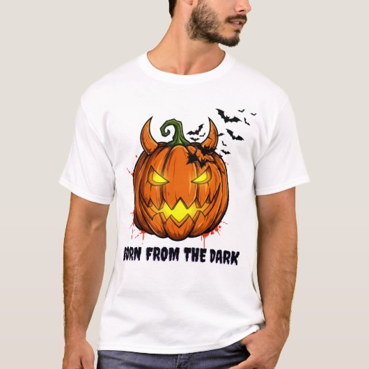 "Born From The Dark" Halloween T-Shirt - Pumpkin (Voorkant)