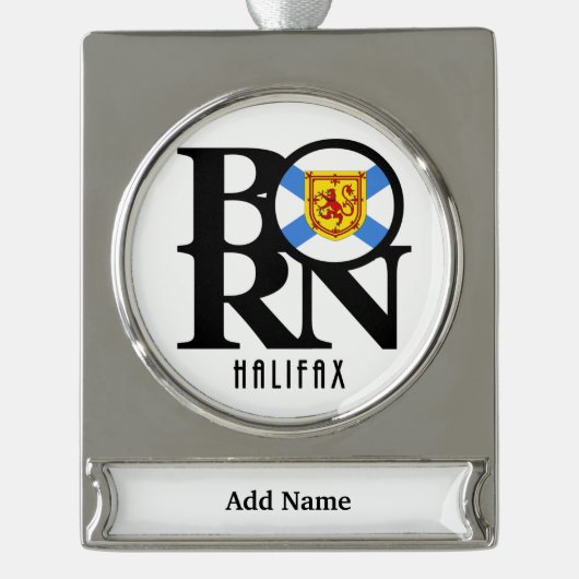 BORN Halifax Nova Scotia Verzilverd Banner Ornament (Voorkant)