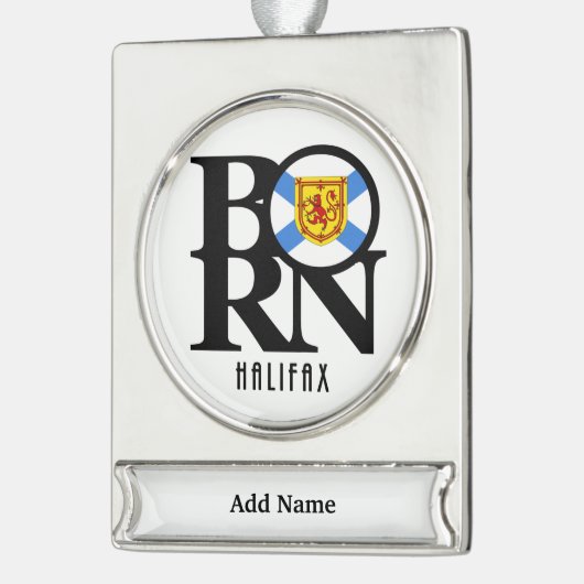 BORN Halifax Nova Scotia Verzilverd Banner Ornament (Links)