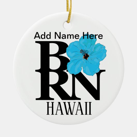BORN Hawaii Blue Hibiscus Keramisch Ornament (Voorkant)