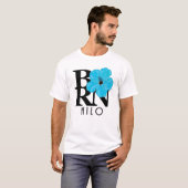 BORN Hilo Hawaii Blue Hibiscus T-shirt (Voorkant volledig)