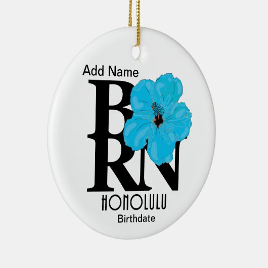 BORN Honolulu Blue Hibiscus Keramisch Ornament (Rechts)