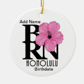 BORN Honolulu Pink Hibiscus Keramisch Ornament (Voorkant)