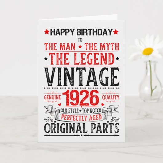 Born in 1926 Birthday the Man the Myth the Legend Kaart (Kleine Plant)