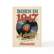 Born in 1947 Vintage 80th Birthday Card