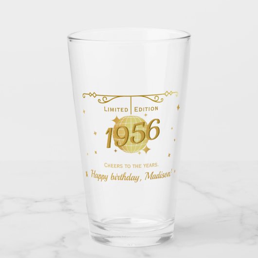 Born in 1956 70th birthday party drinks barware glas (Voorkant)