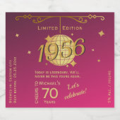 Born in 1956 70th birthday party pink beer sparkling wijnetiket (Enkel label)