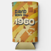 Born in 1960 - Geometric Design - Retro 60s - Name Seltzer Blikjeskoeler (Voorkant)