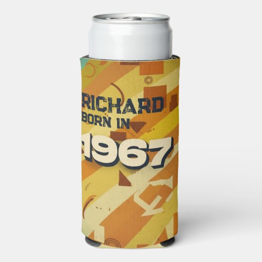 Born in 1967 - Geometric Design - Retro 60s - Name Seltzer Blikjeskoeler (Seltzer Achterkant)