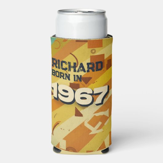 Born in 1967 - Geometric Design - Retro 60s - Name Seltzer Blikjeskoeler (Seltzer Voorkant)