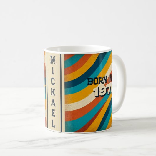 Born in 1970 Personalized Mug - 70s Groovy Stripes Koffiemok (Voorkant rechts)