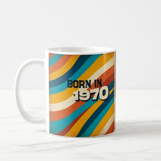 Born in 1970 Personalized Mug - 70s Groovy Stripes Koffiemok (Links)