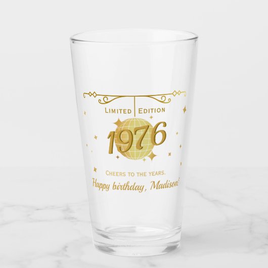 Born in 1976 50th birthday party drinks beer glas (Voorkant)