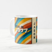 Born in 1977 Personalized Mug - 70s Groovy Stripes Koffiemok (Voorkant links)
