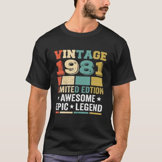 Born In 1981 40Th Birthday T-shirt (Voorkant)