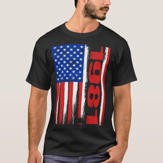 Born in 1981 US Flag Patriotic Veterans Day 4th Of T-shirt (Voorkant)