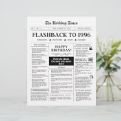 Born in 1996 Fun Black and White Newspaper (Staand voorkant)