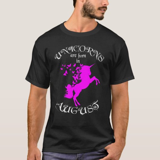 Born in August Butterflies N Unicorns Magical Fair T-shirt (Voorkant)