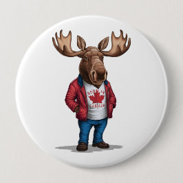 Born in Canada Moose Patriotic  Ronde Button 4,0 Cm