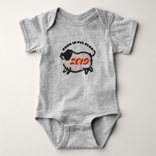 Born in Chinese Pig Year New Baby F Bodysuit (Voorkant)