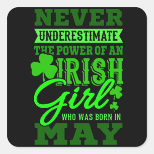 BORN IN MEI Birthday Irish Girl Women Mam Vierkante Sticker